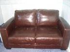 sofa bed 2 seater sofa bed in brown faux leather metal....